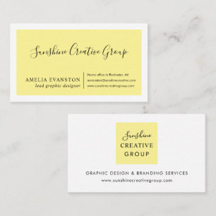 Tarjeta De Visita Amarillo limón mínimo moderno