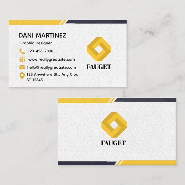 Tarjeta De Visita amarillo Minimalista (Anverso / Reverso)