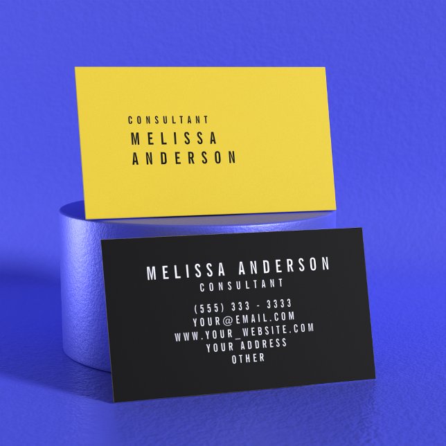 Tarjeta De Visita Amarillo Minimalista moderno elegante profesional (Professional Elegant Modern Minimalist Yellow Business Card Perspective)
