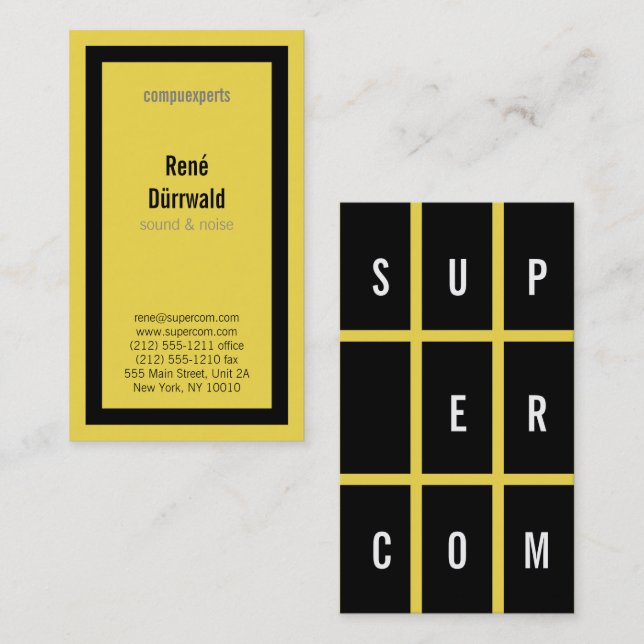 Tarjeta De Visita Amarillo Negro Blanco NEGRITA (Anverso / Reverso)