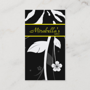 Tarjeta De Visita Amarillo negro floral de visita de la cebra animal