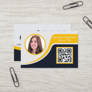 Tarjeta De Visita Amarillo negro profesional añada su logotipo QR