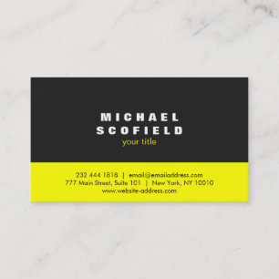 Tarjeta De Visita Amarillo negro y del neón minimalista profesional