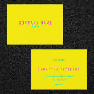 Tarjeta De Visita Amarillo neón brillante y rosa