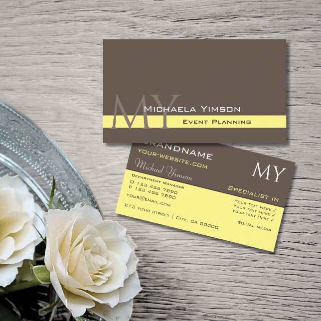 Tarjeta De Visita Amarillo oscuro marrón claro con profesional inici (Subido por el creador)