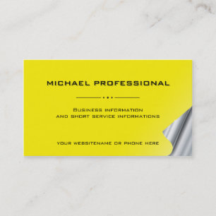 Tarjeta De Visita Amarillo profesional moderno de la plata de la