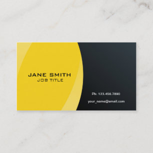 Tarjeta De Visita Amarillo profesional moderno y negro elegantes