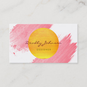 Tarjeta De Visita Amarillo rosado elegante del extracto moderno de
