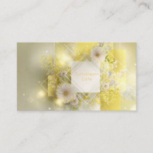 Tarjeta De Visita Amarillo Soleado Floral Geométrico Diamante Mimosa
