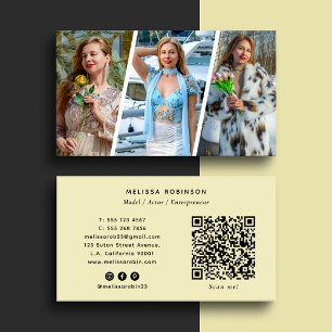 Tarjeta De Visita Amarillo Suave 3 Colage de Fotos para Redes Social