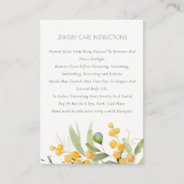 Tarjeta De Visita Amarillo Verde Oro Wattle Foliage Joyería Cuidados