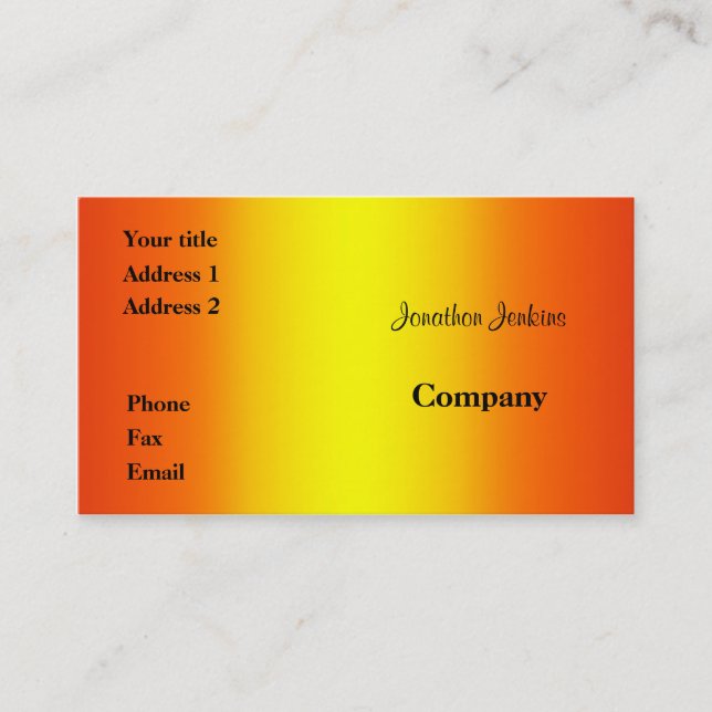 Tarjeta De Visita Amarillo y naranja (Anverso)