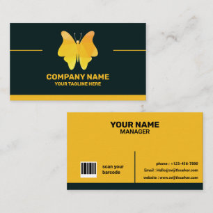 Tarjeta De Visita Amarillo y negro Elegante nombre personalizado