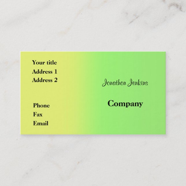 Tarjeta De Visita Amarillo y verde (Anverso)