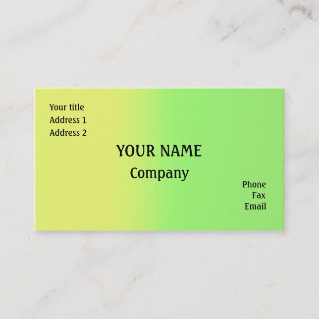 Tarjeta De Visita Amarillo y verde (Anverso)