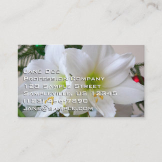 Tarjeta De Visita Amaryllis blanco y árbol de Navidad