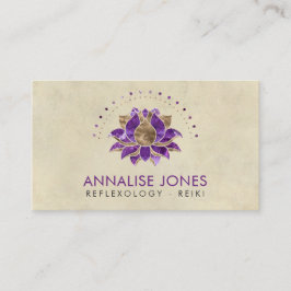 Tarjeta De Visita Amatista púrpura de lujo y oro Lotus