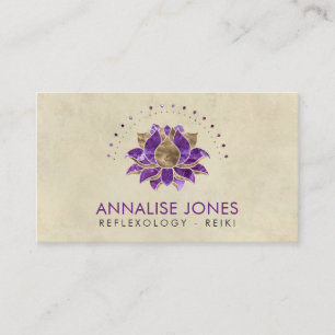 Tarjeta De Visita Amatista púrpura de lujo y oro Lotus