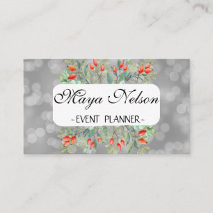 Tarjeta De Visita Amaying Silver Sparkly, flores