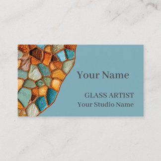 Tarjeta De Visita Amber Turquoise Stained Glass Business Card