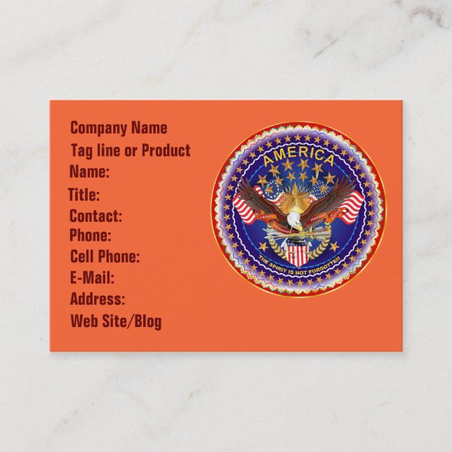 Tarjeta De Visita America Spirit Business Card Horz.Consulte Notas (Anverso)