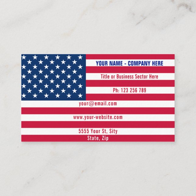 Tarjeta De Visita American Flag Business Card (Reverso)