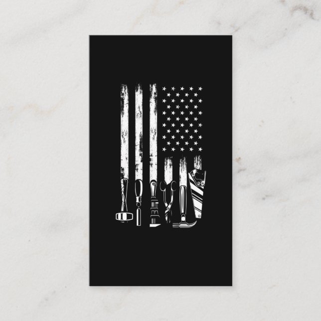 Tarjeta De Visita American Flag Garage Tools Proud Carpenter USA (Anverso)
