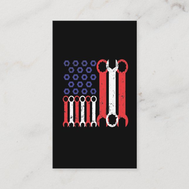 Tarjeta De Visita American Flag Mechanic Tools USA Love Craftsman (Anverso)