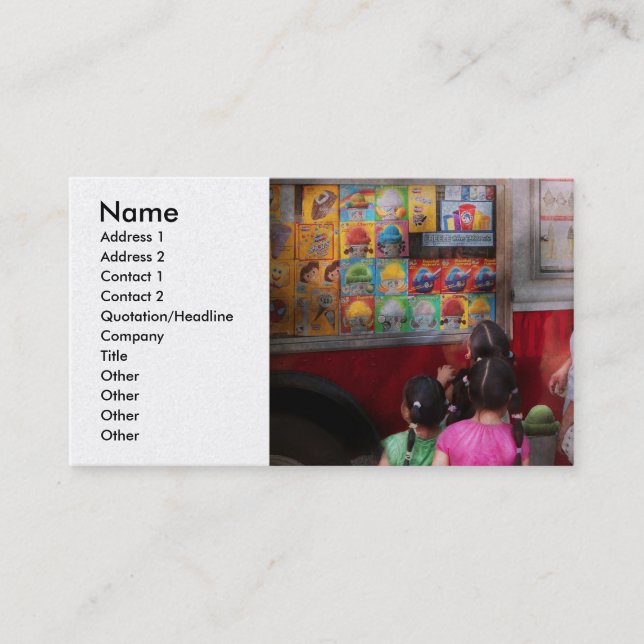 Tarjeta De Visita Americana - helado de chocolate de la porción (Anverso)