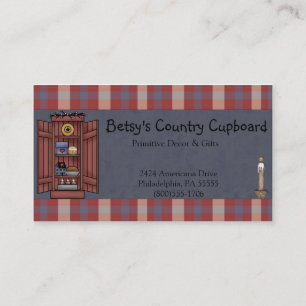 Tarjeta De Visita Americana Primitive Country Red, white, Blue Plaid