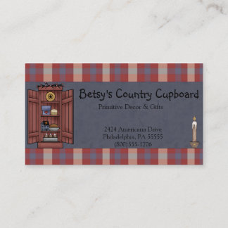 Tarjeta De Visita Americana Primitive Country Red, white, Blue Plaid