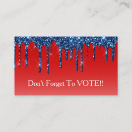 Tarjeta De Visita Americana Red Blue Glitter Drip Vote Reminder
