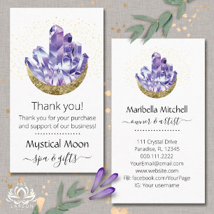 Tarjeta De Visita Amethyst Crystal Crescent Moon Customer Gracias