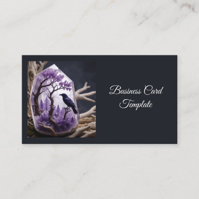 Tarjeta De Visita Amethyst Crystal - Crows Blackbird Ravens (Anverso)
