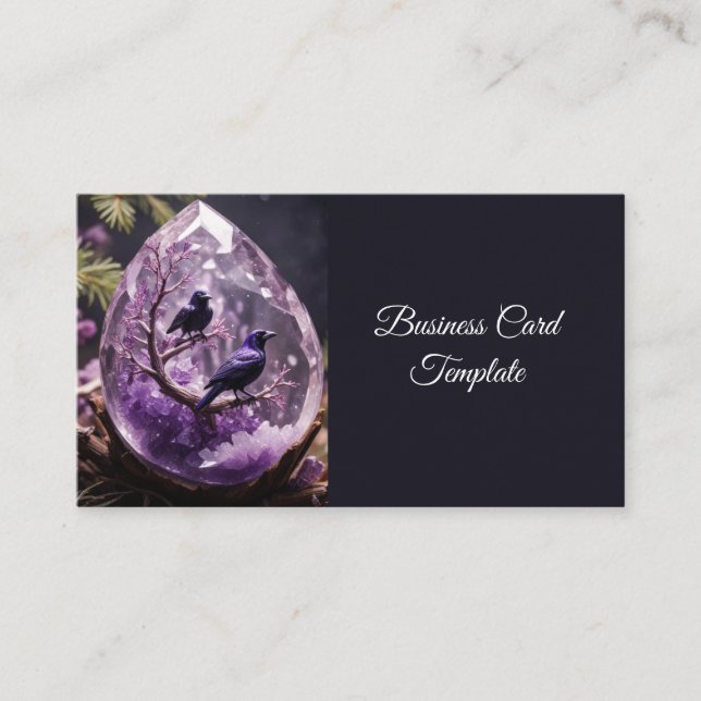 Tarjeta De Visita Amethyst Crystal - Crows Blackbird Ravens (Anverso)