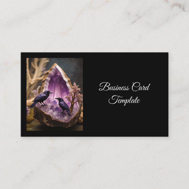 Tarjeta De Visita Amethyst Crystal - Crows Blackbird Ravens (Anverso)
