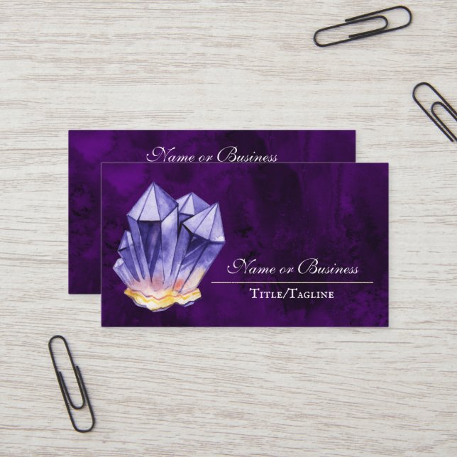 Tarjeta De Visita Amethyst Crystal Purple Hermoso (Anverso/Reverso In Situ)