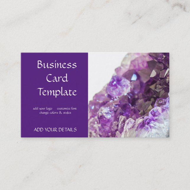Tarjeta de visita Amethyst Crystals Healing Amethy (Anverso)