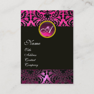 Tarjeta De Visita AMETHYST DAMASK MONOGRAM Fuchsia Floral