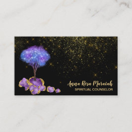 Tarjeta De Visita *~* Amethyst Magical Jewels Tree Gold Purpurina 