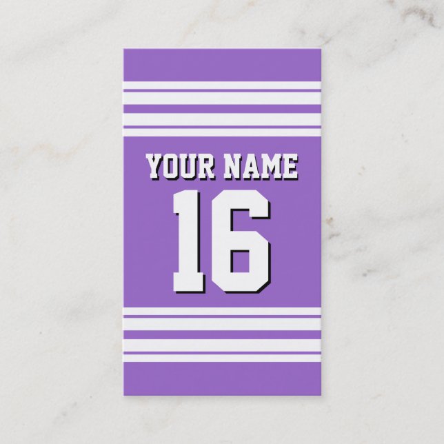 Tarjeta De Visita Amethyst Purple Wht Team Jersey Personalizado Nomb (Anverso)