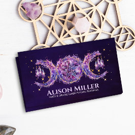 Tarjeta De Visita Amethyst Triple moon Pentagram Watercolor Art