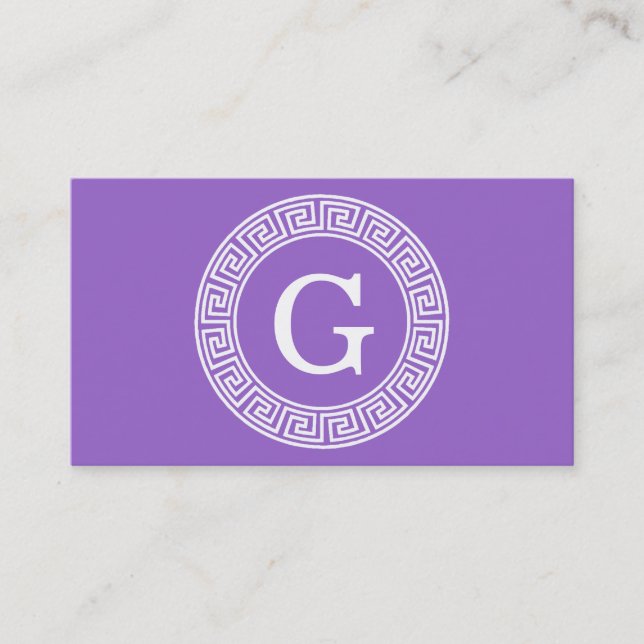 Tarjeta De Visita Amethyst What Greek Key Rnd Frame First Monograma (Anverso)