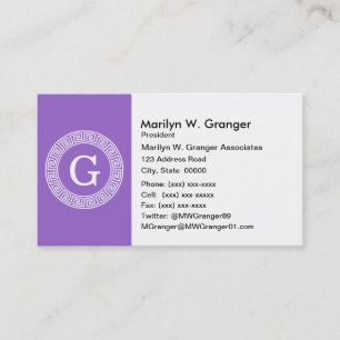 Tarjeta De Visita Amethyst What Greek Key Rnd Frame First Monograma