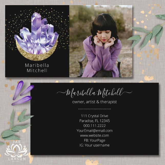 Tarjeta De Visita Amethystals Crescent Moon Mystical Photo (Subido por el creador)