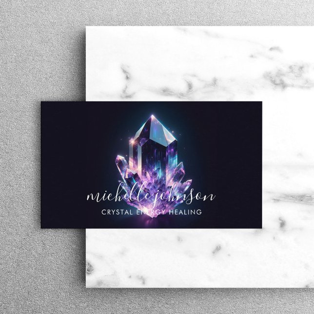Tarjeta De Visita Ametismo irlandés de Crystal Energy Healer Purple (Subido por el creador)