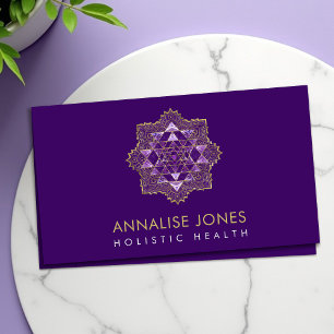 Tarjeta De Visita Ametist & Gold Sri Yantra / Sri Chakra en Lotus