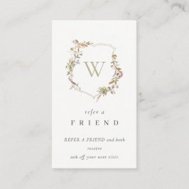 Tarjeta De Visita Amigo del Escudo del Monograma de Flor Silvestre R