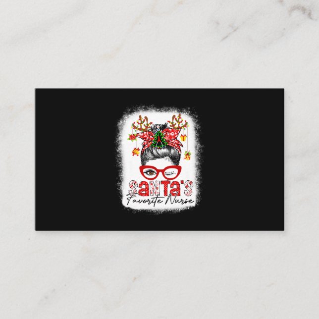 Tarjeta De Visita Amigos Navidades de enfermería favoritos Messy Bun (Anverso)