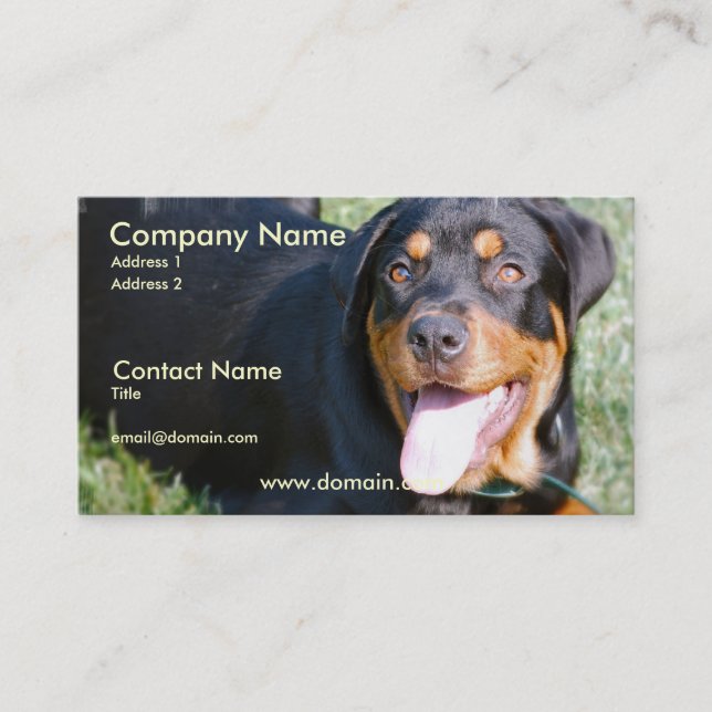 Tarjeta de visita amistosa del perro de Rottweiler (Anverso)